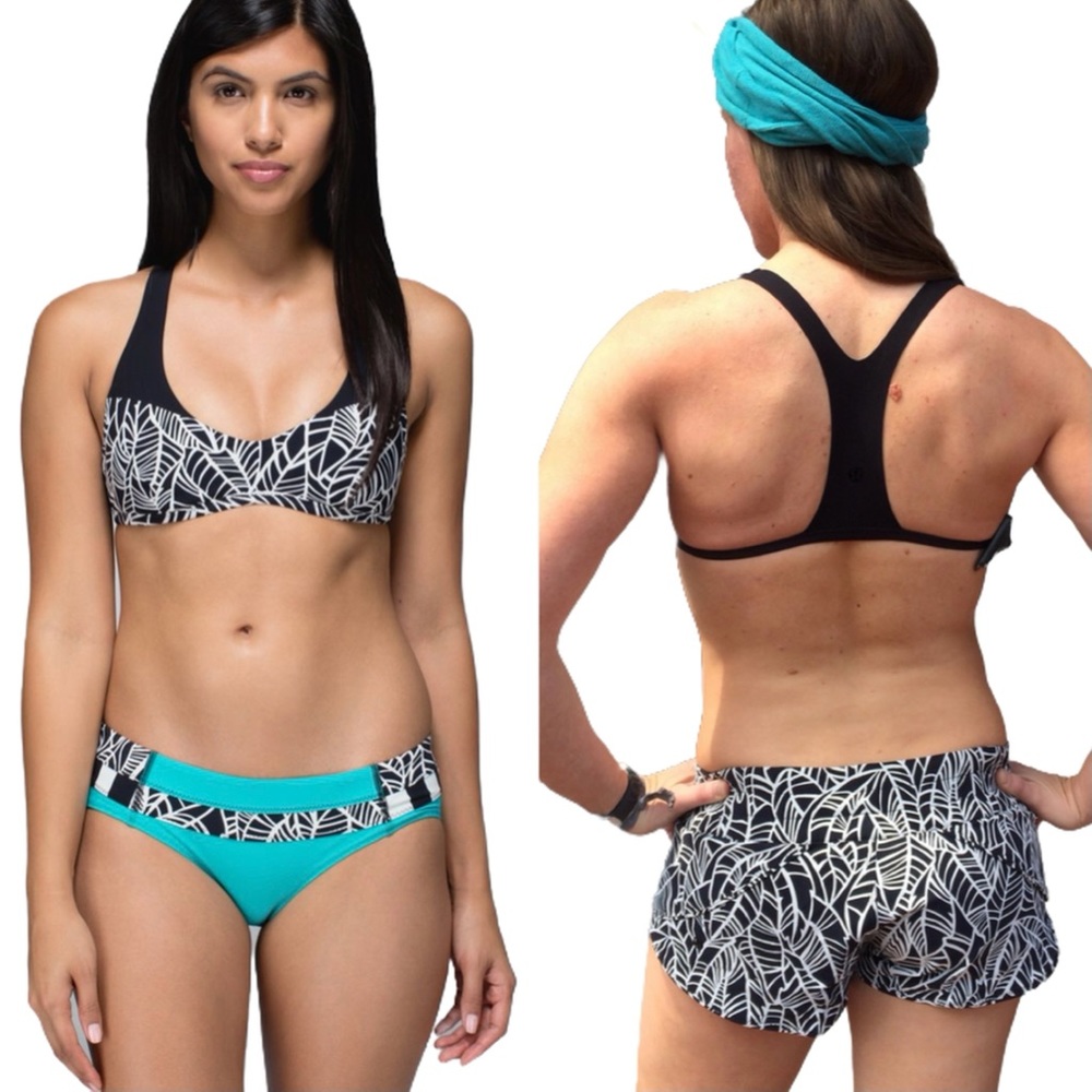 Lululemon Shanti Surf Sport Top Pretty Palm Black